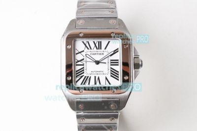 Super Clone Santos 100 De Cartier Two Tone Rose Gold Watch Stainless Steel